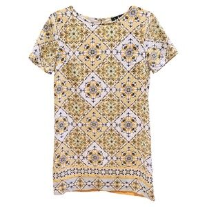 Lulu’s Yellow Floral Patterned Short Sleeve Mini Dress XS X-Small